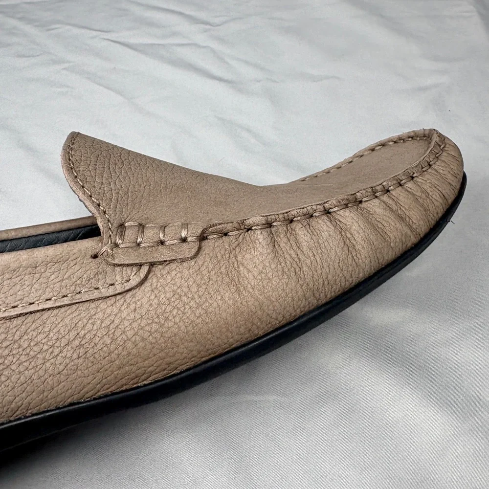 Marc Joseph New York Mens Leather Loafers Taupe Tan Brazil Moccasins Size 10
